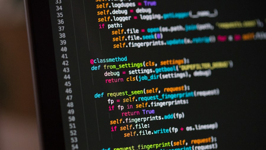 Computer code displayed on a laptop screen