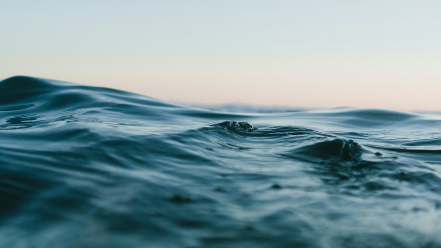 Gentle ocean waves beneath a clear sky